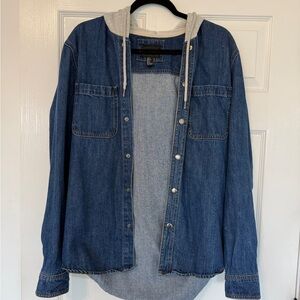 Forever 21 Denim Button-Up Jacket with Hood